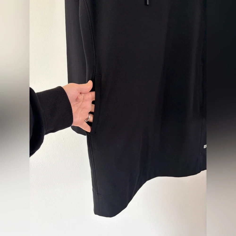 Nic+Zoe Active Black‎ Brushed Terry Hooded Long Sleeve Sweatshirt Dress Small